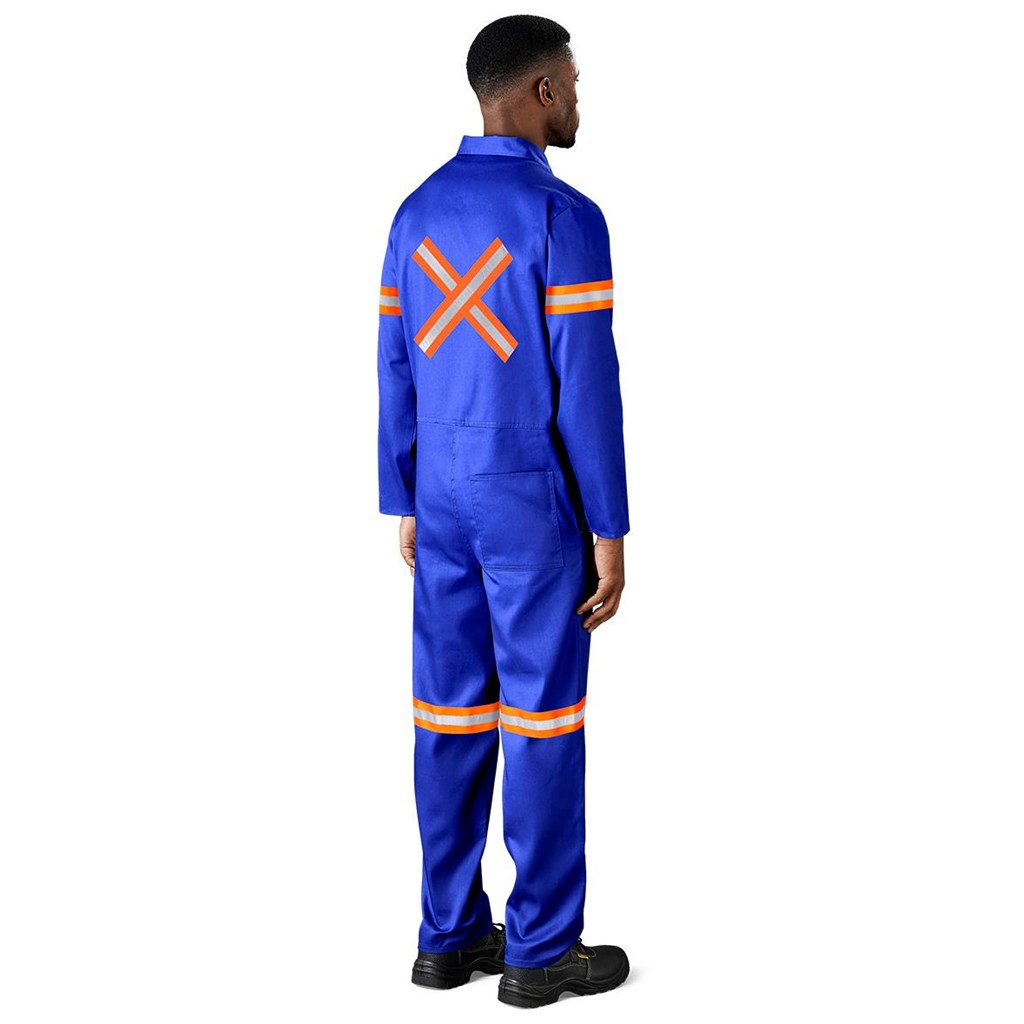 Safety Polycotton Boiler Suit - Reflective Arms Legs & Back - Orange Tape - Image 3