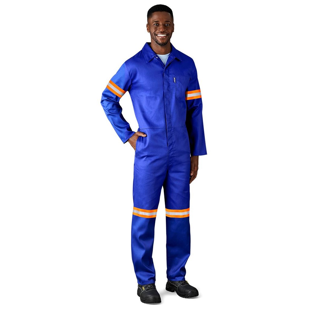 Safety Polycotton Boiler Suit - Reflective Arms Legs & Back - Orange Tape - Image 4