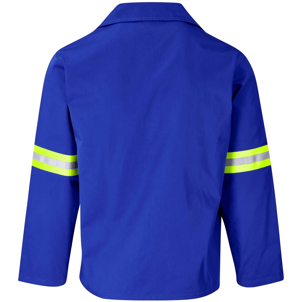 Site Premium Polycotton Jacket - Reflective Arms - Yellow Tape - Royal Blue - Image 2