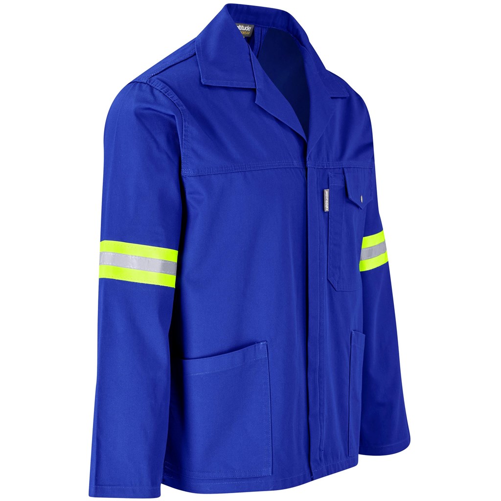Site Premium Polycotton Jacket - Reflective Arms & Back - Yellow Tape - Royal Blue - Image 3