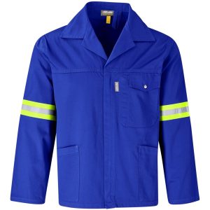 Site Premium Polycotton Jacket - Reflective Arms & Back - Yellow Tape - Royal Blue