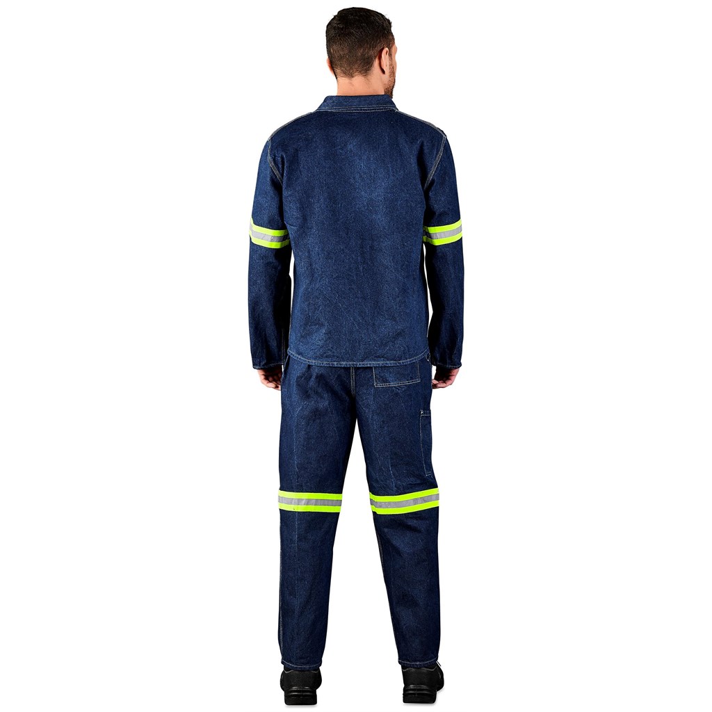 Cast Premium 100% Cotton Denim Jacket - Reflective Arms - Yellow Tape - Image 6
