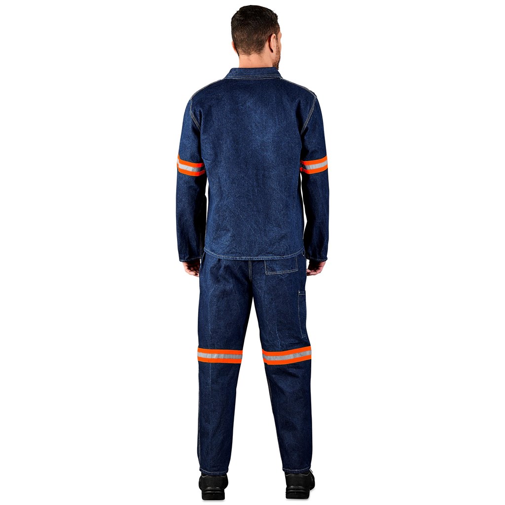 Cast Premium 100% Cotton Denim Pants - Reflective Legs - Orange Tape - Image 3