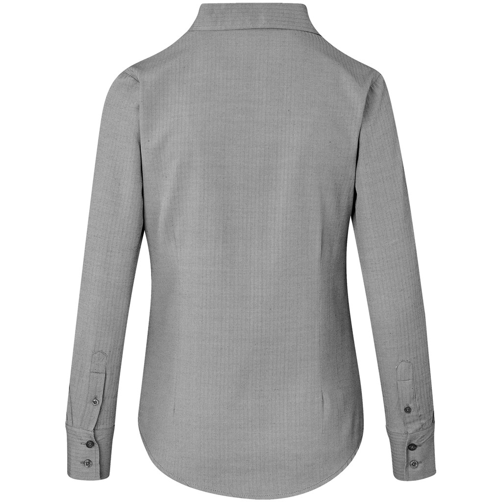 Ladies Long Sleeve Nottingham Shirt - Grey - Image 3
