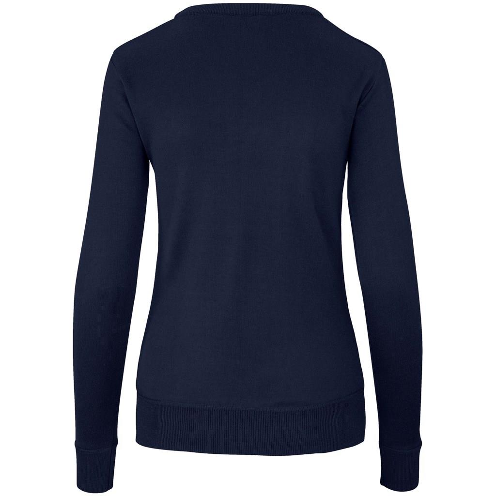 Ladies Long Sleeve Peru V-Neck Jersey - Navy - Image 2