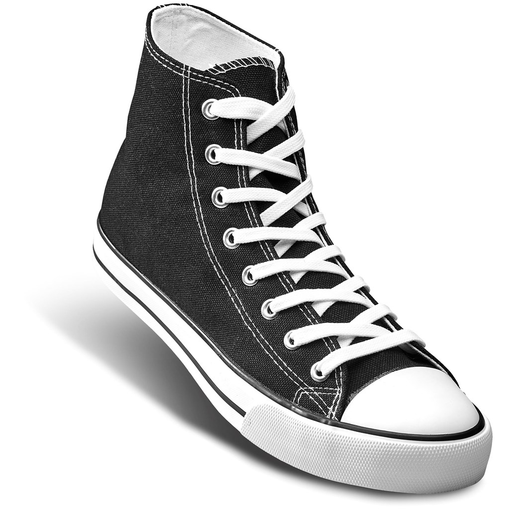 Unisex Retro High Top Canvas Sneaker - Black - Image 2