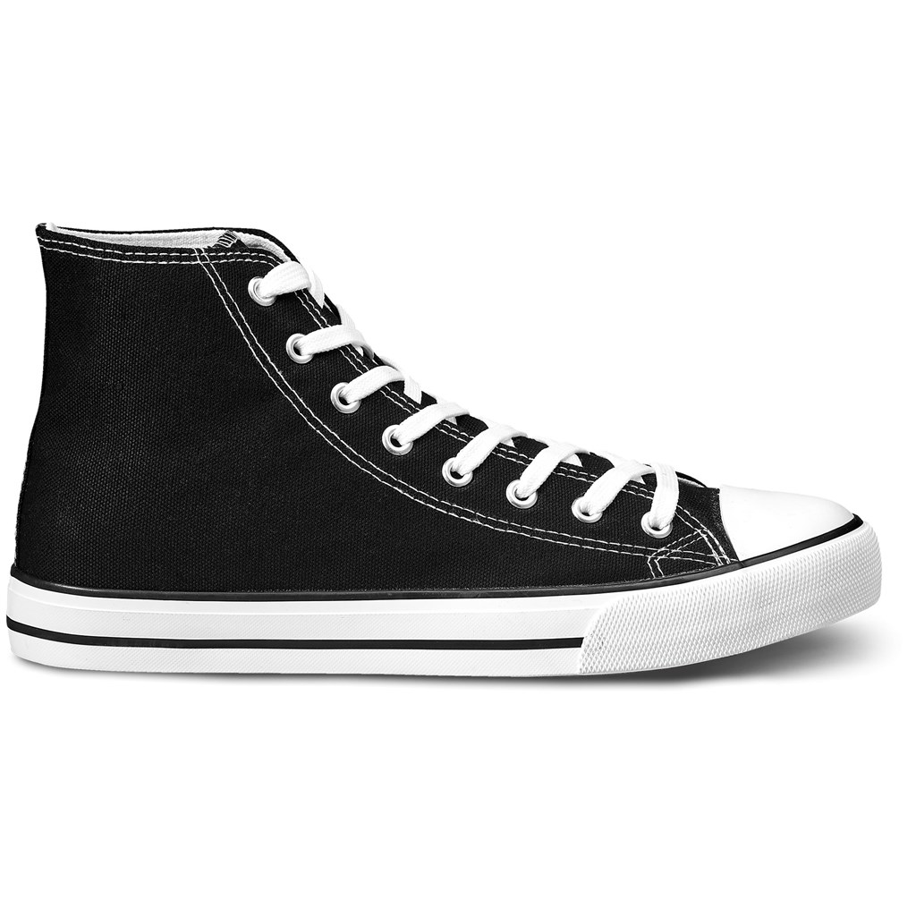 Unisex Retro High Top Canvas Sneaker - Black - Image 3