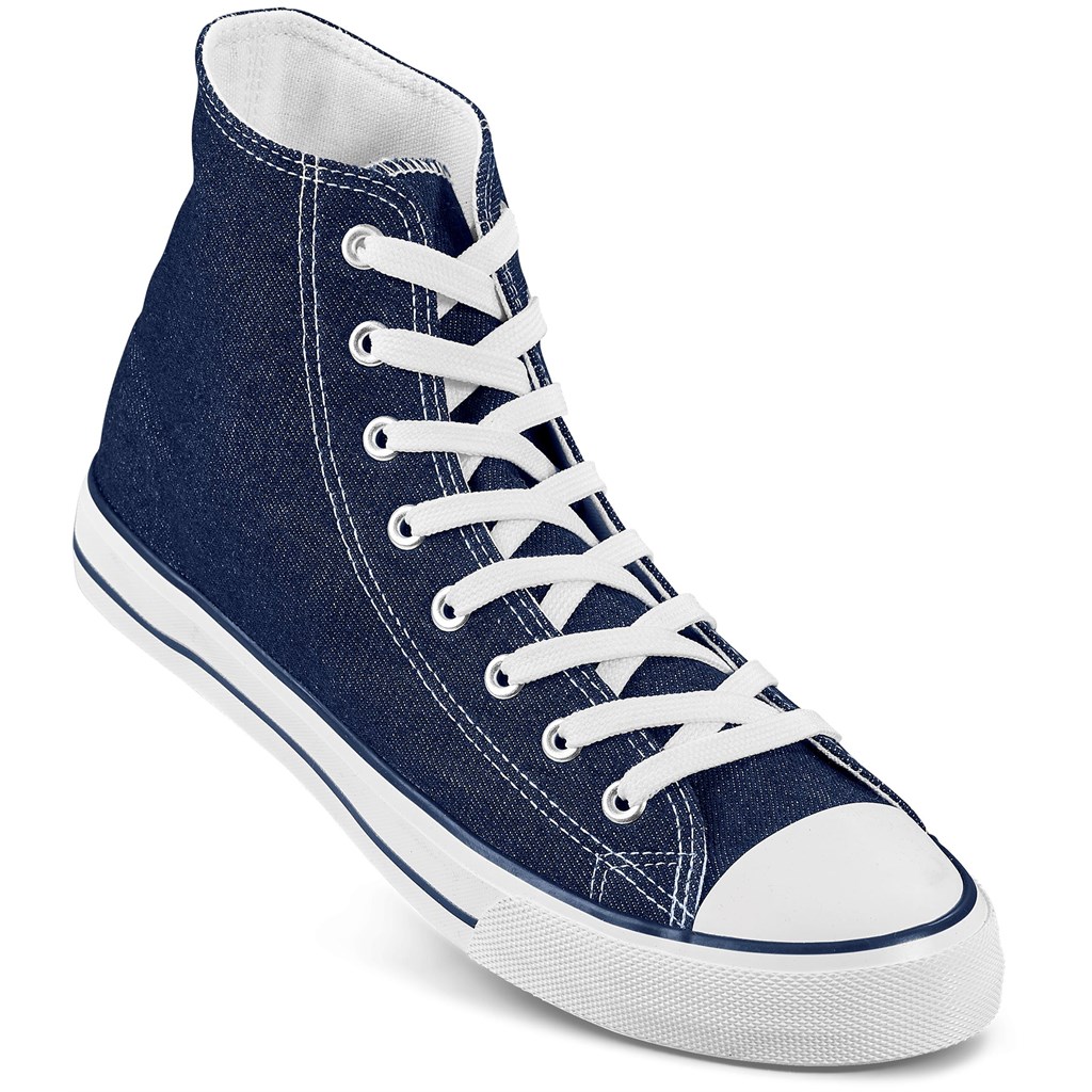 Unisex Retro High Top Canvas Sneaker - Blue - Image 3