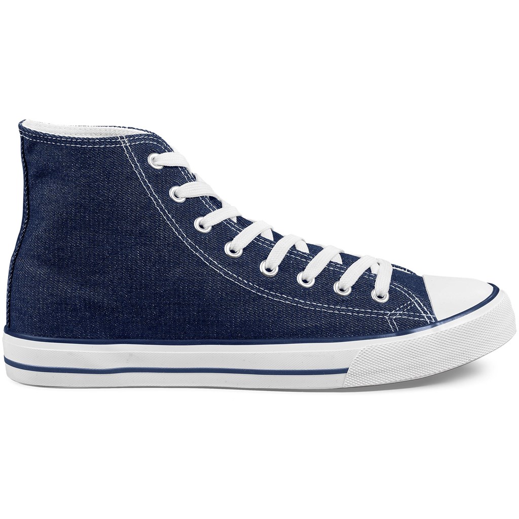 Unisex Retro High Top Canvas Sneaker - Blue - Image 2