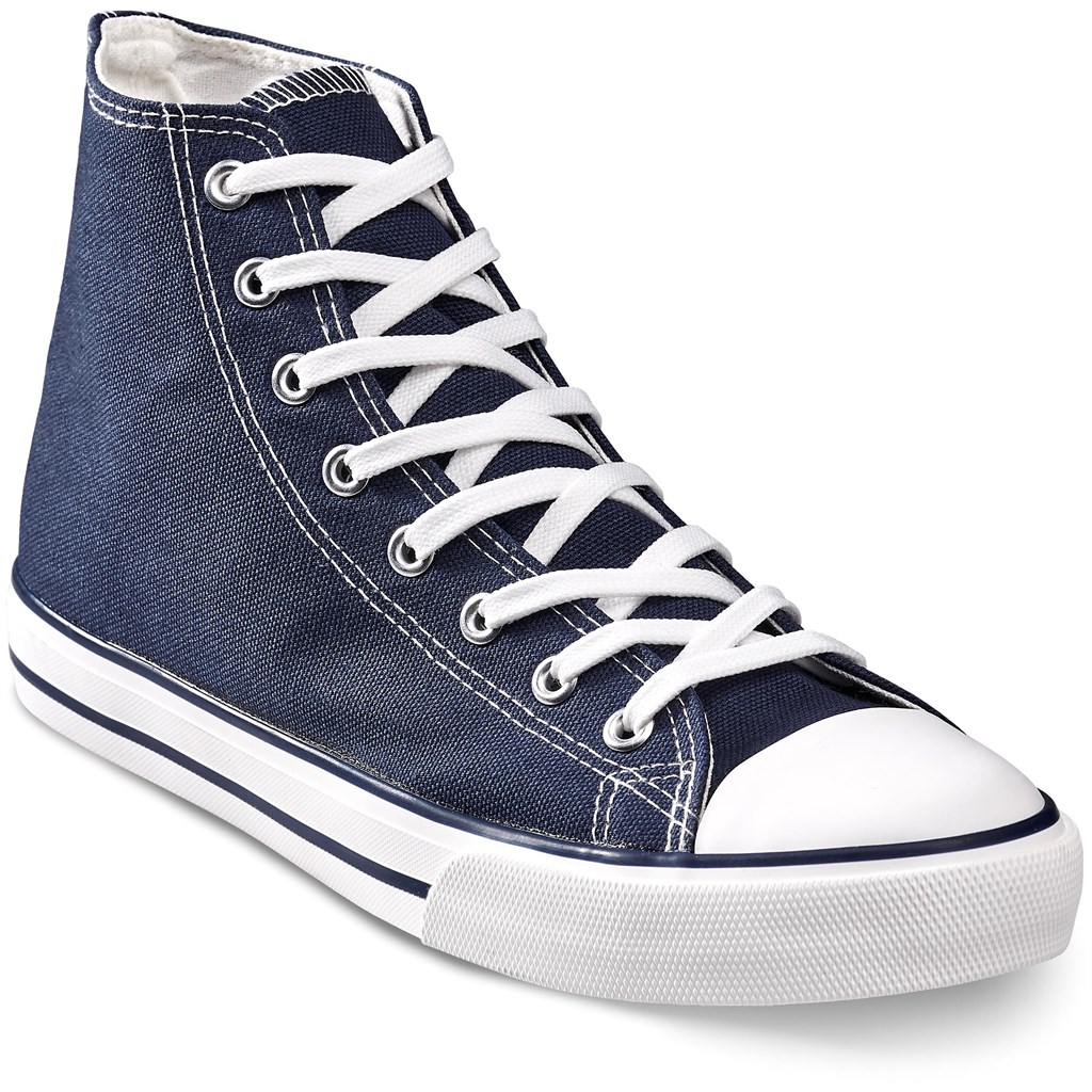 Unisex Retro High Top Canvas Sneaker - Navy - Image 3