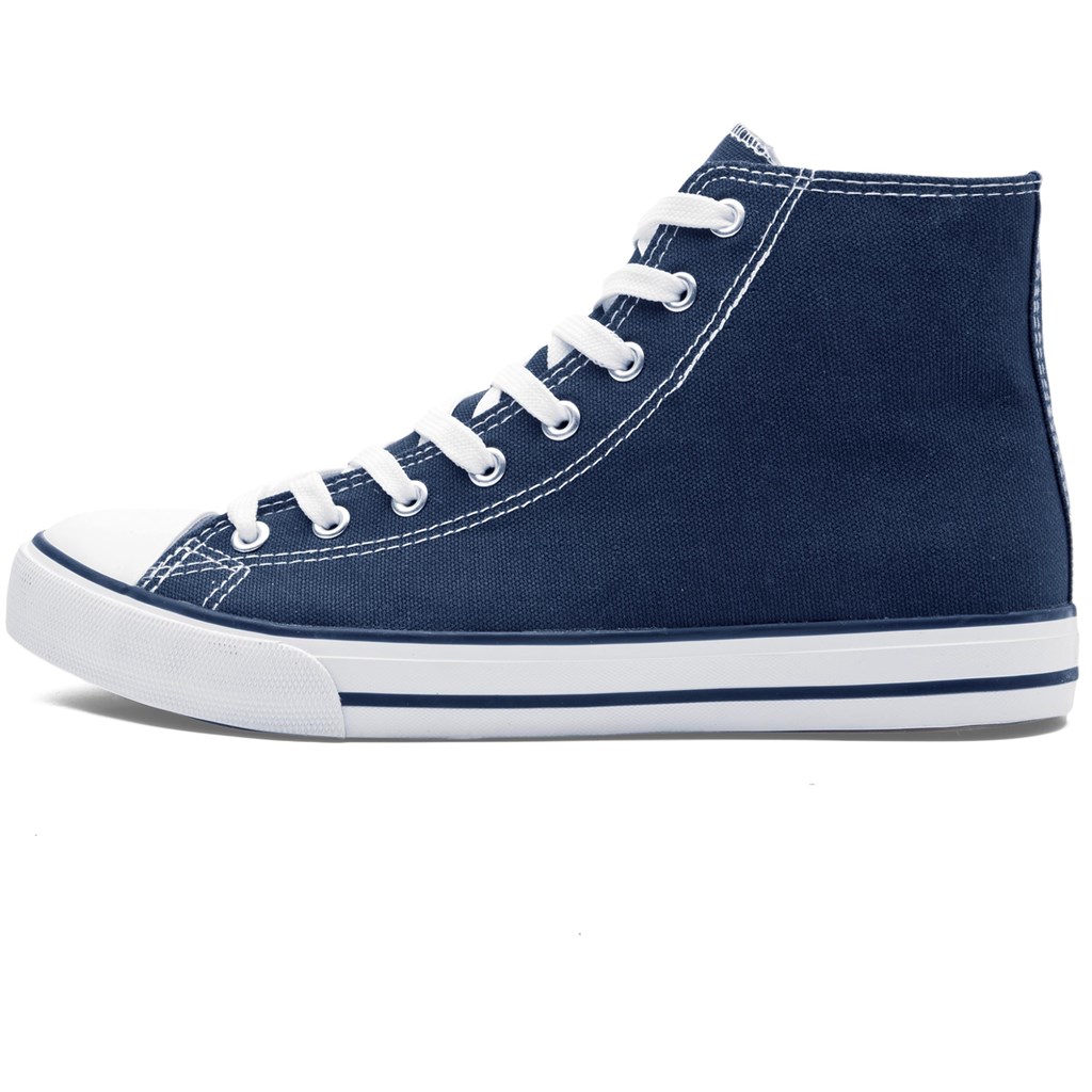 Unisex Retro High Top Canvas Sneaker - Navy - Image 4
