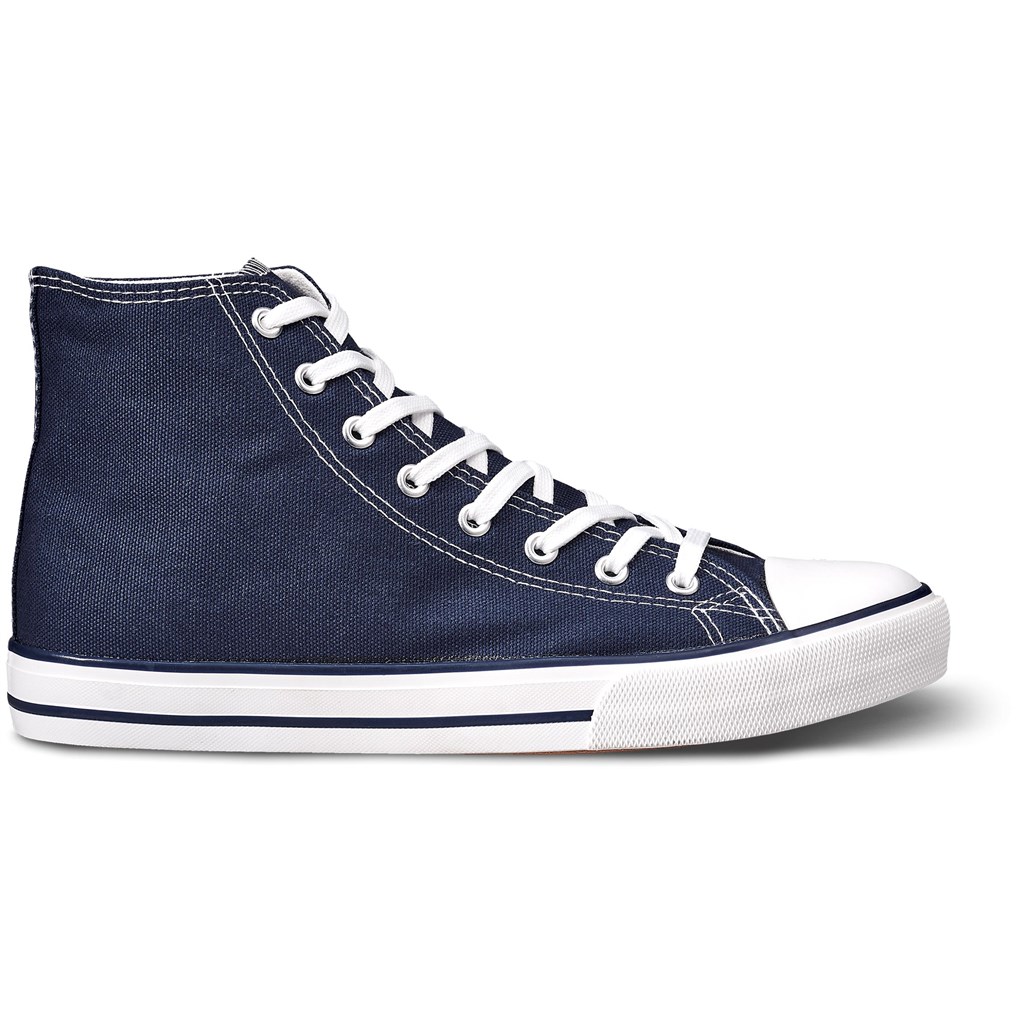 Unisex Retro High Top Canvas Sneaker - Navy - Image 2