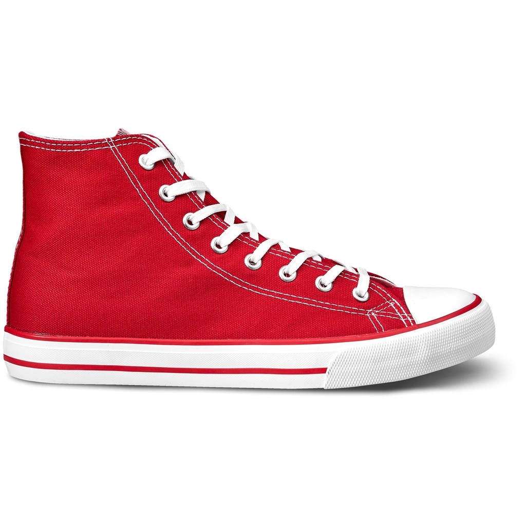 Unisex Retro High Top Canvas Sneaker - Red - Image 2