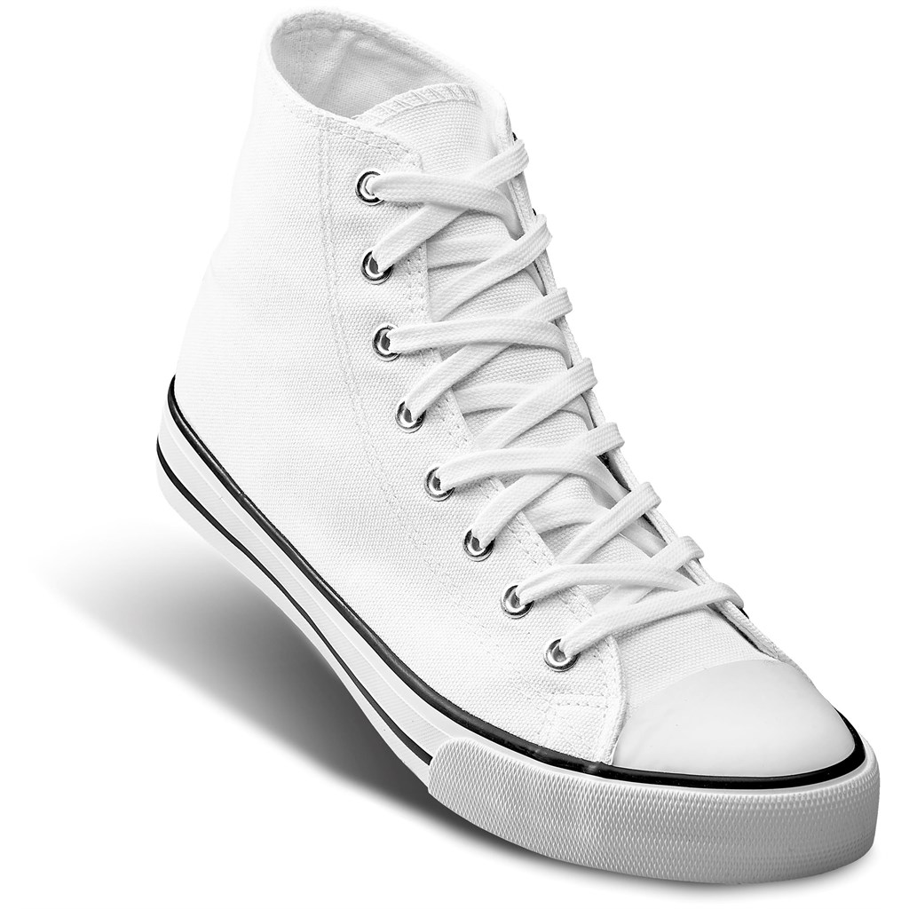 Unisex Retro High Top Canvas Sneaker - White - Image 3