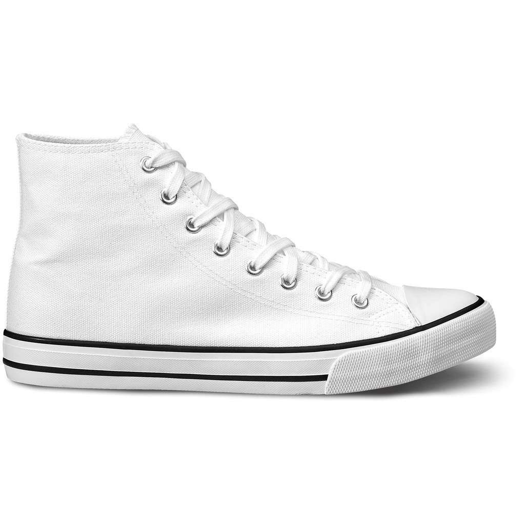 Unisex Retro High Top Canvas Sneaker - White - Image 2