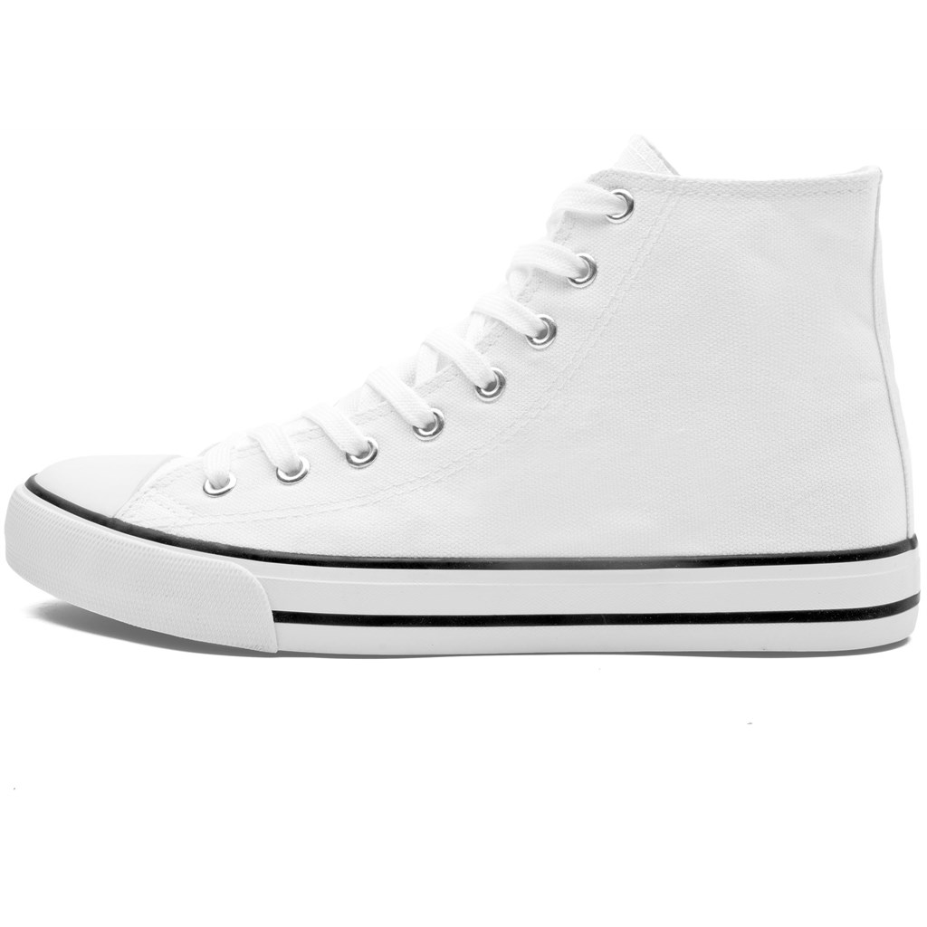 Unisex Retro High Top Canvas Sneaker - White - Image 4
