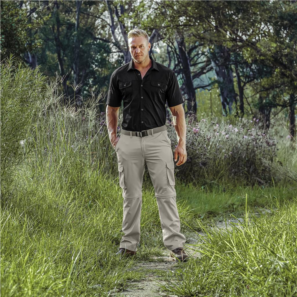 Mens Cargo Zip Off Pants - Stone - Image 12