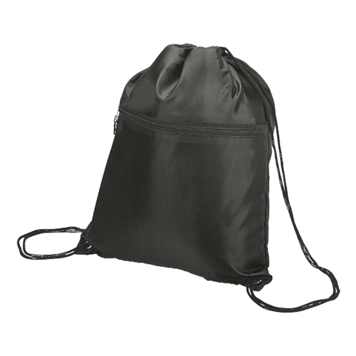 Drawstring Sport Bag with Zip Pocket 210D - Image 3