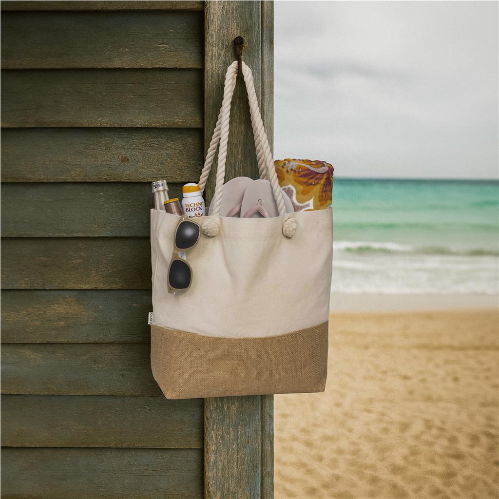 Okiyo Suna Jute & Cotton Beach Bag - Image 2