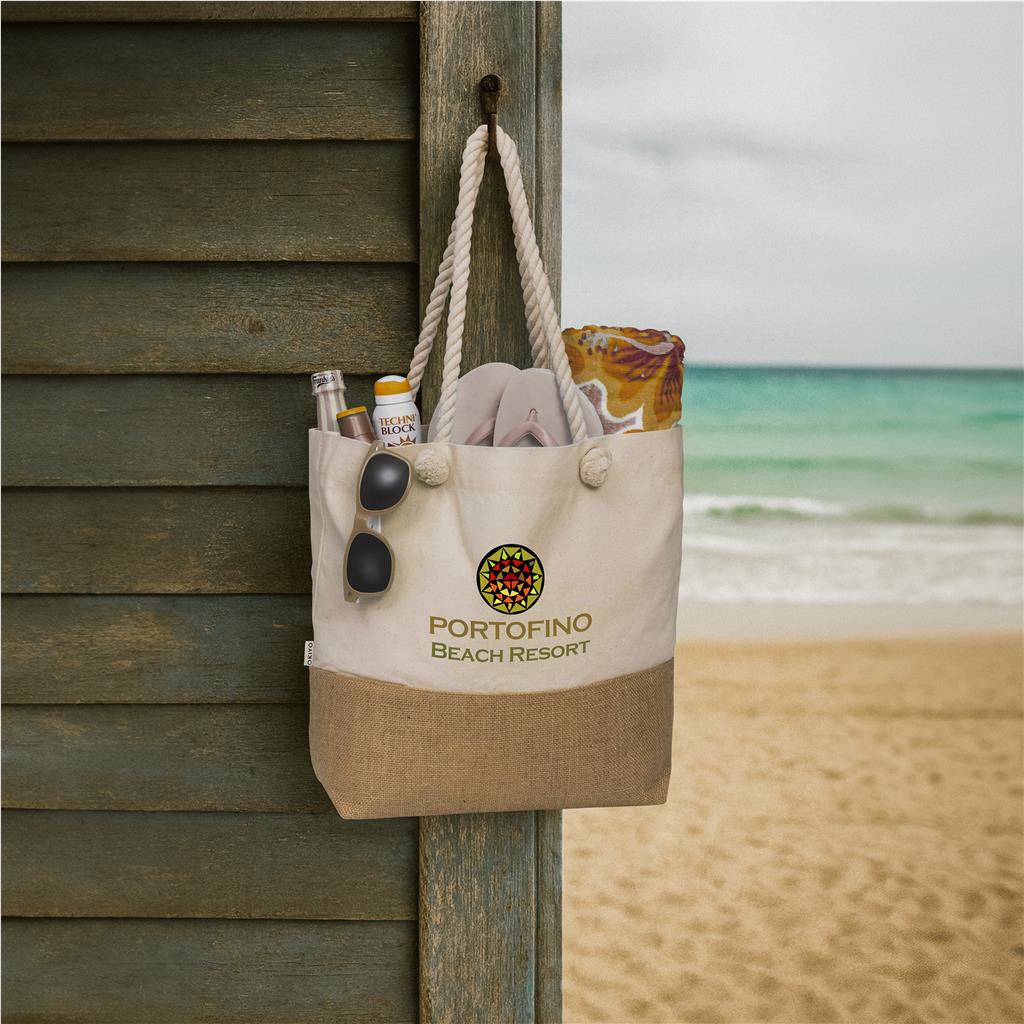 Okiyo Suna Jute & Cotton Beach Bag - Image 3
