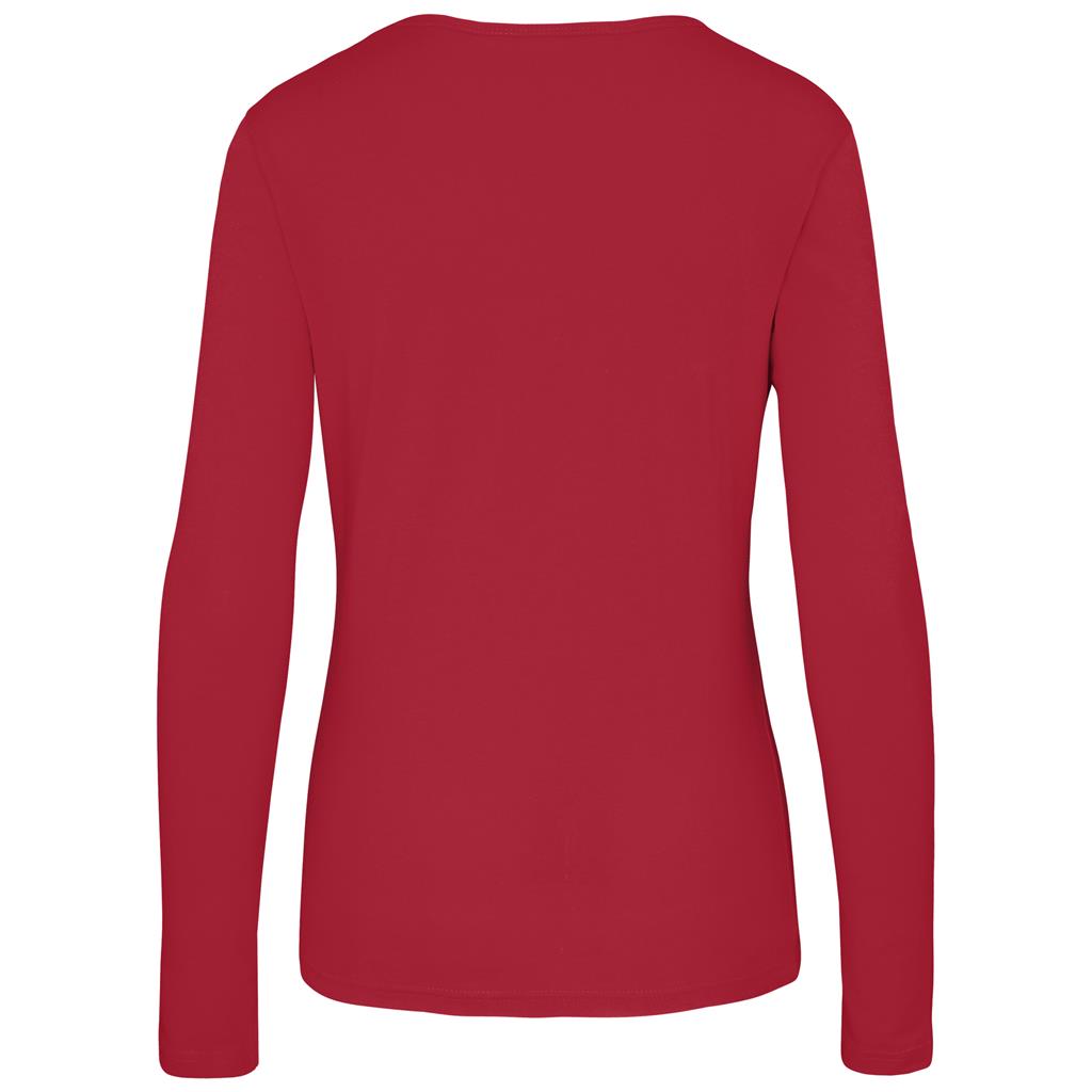 Ladies Long Sleeve Portland T-Shirt - Red - Image 3