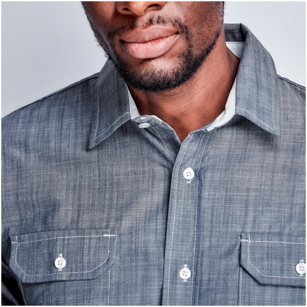 Mens Long Sleeve Windsor Shirt - Navy - Image 3