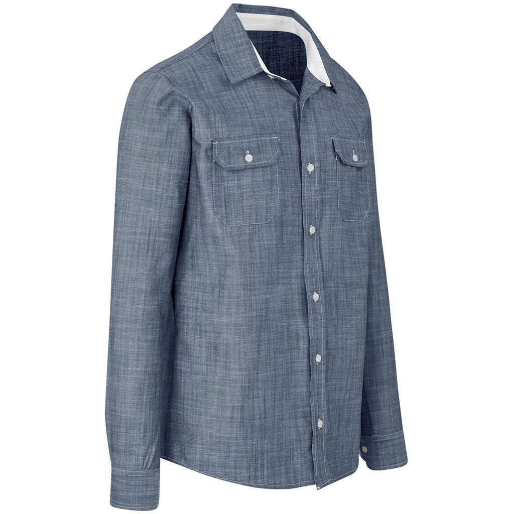 Mens Long Sleeve Windsor Shirt - Navy - Image 2