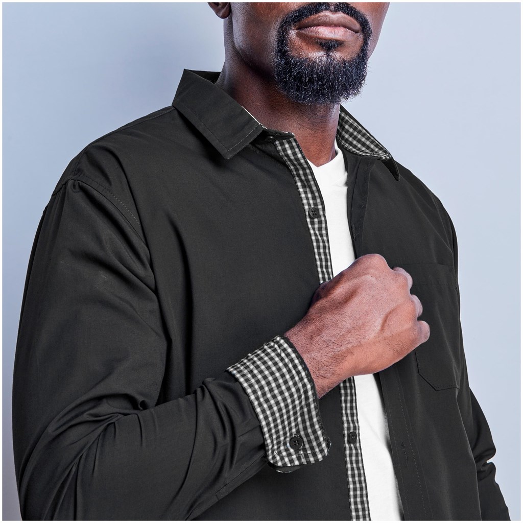 Mens Long Sleeve Warrington Shirt - Black - Image 3
