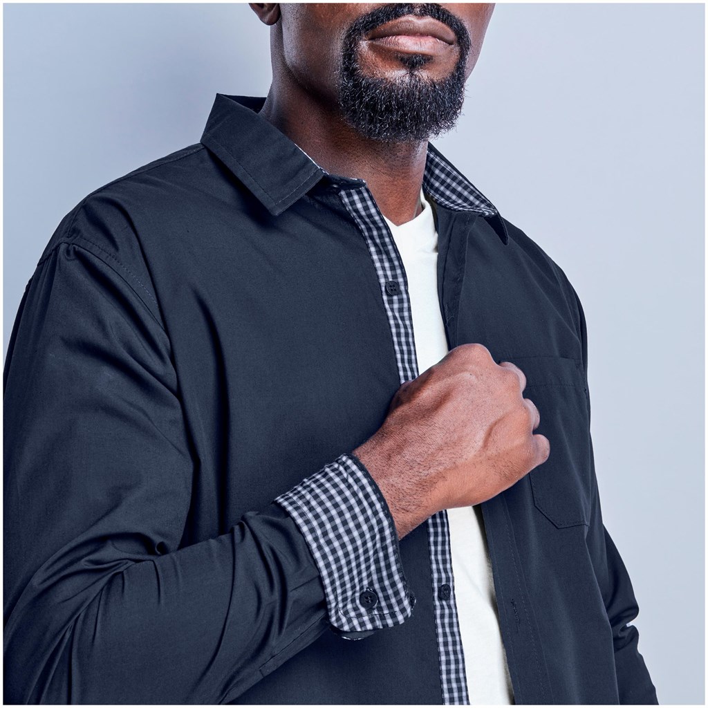 Mens Long Sleeve Warrington Shirt - Navy - Image 2