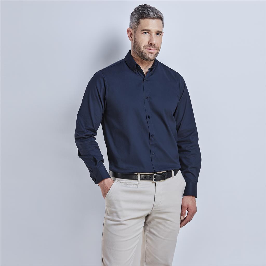 Mens Long Sleeve Brushed Cotton Twill Moderna Shirt - Image 2