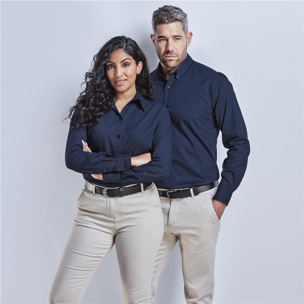Mens Long Sleeve Brushed Cotton Twill Moderna Shirt - Image 3