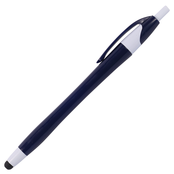 Slim Coloured Barrel Ballpoint Pen with Stylus - Image 2