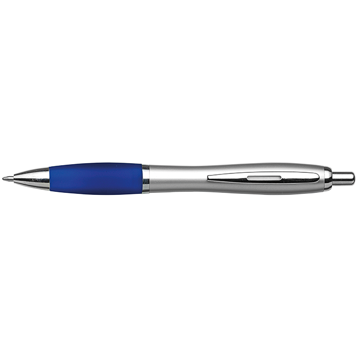 Silver Barrel Curved Design Black Ink Pen - Image 3