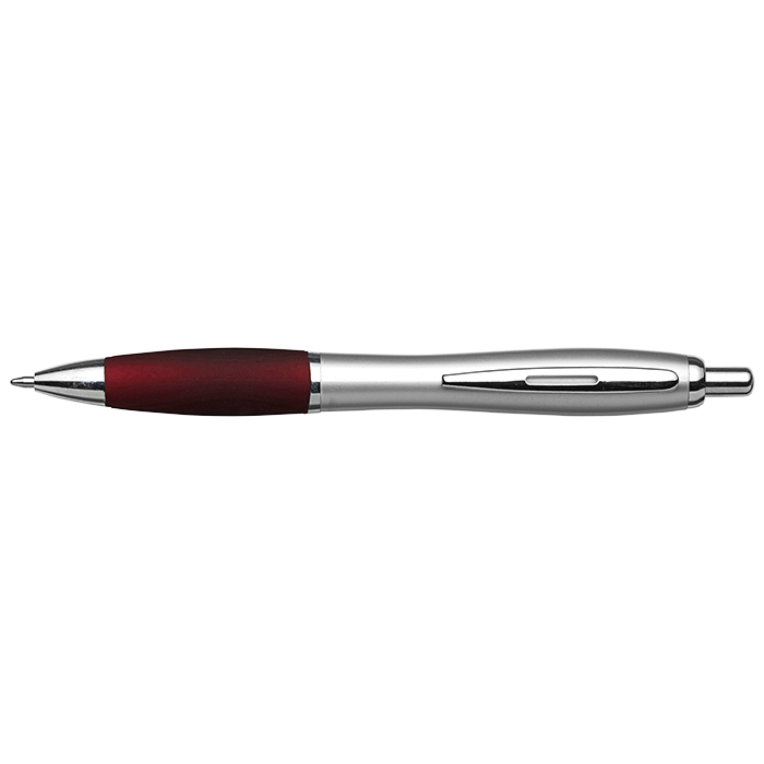 Silver Barrel Curved Design Black Ink Pen - Image 2