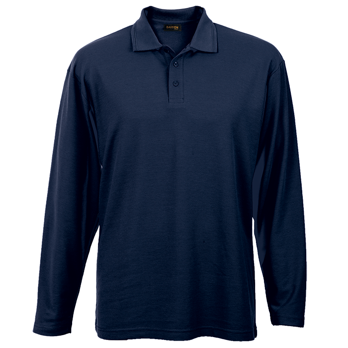 175g Pique Knit Long Sleeve Golfer Mens - Image 3