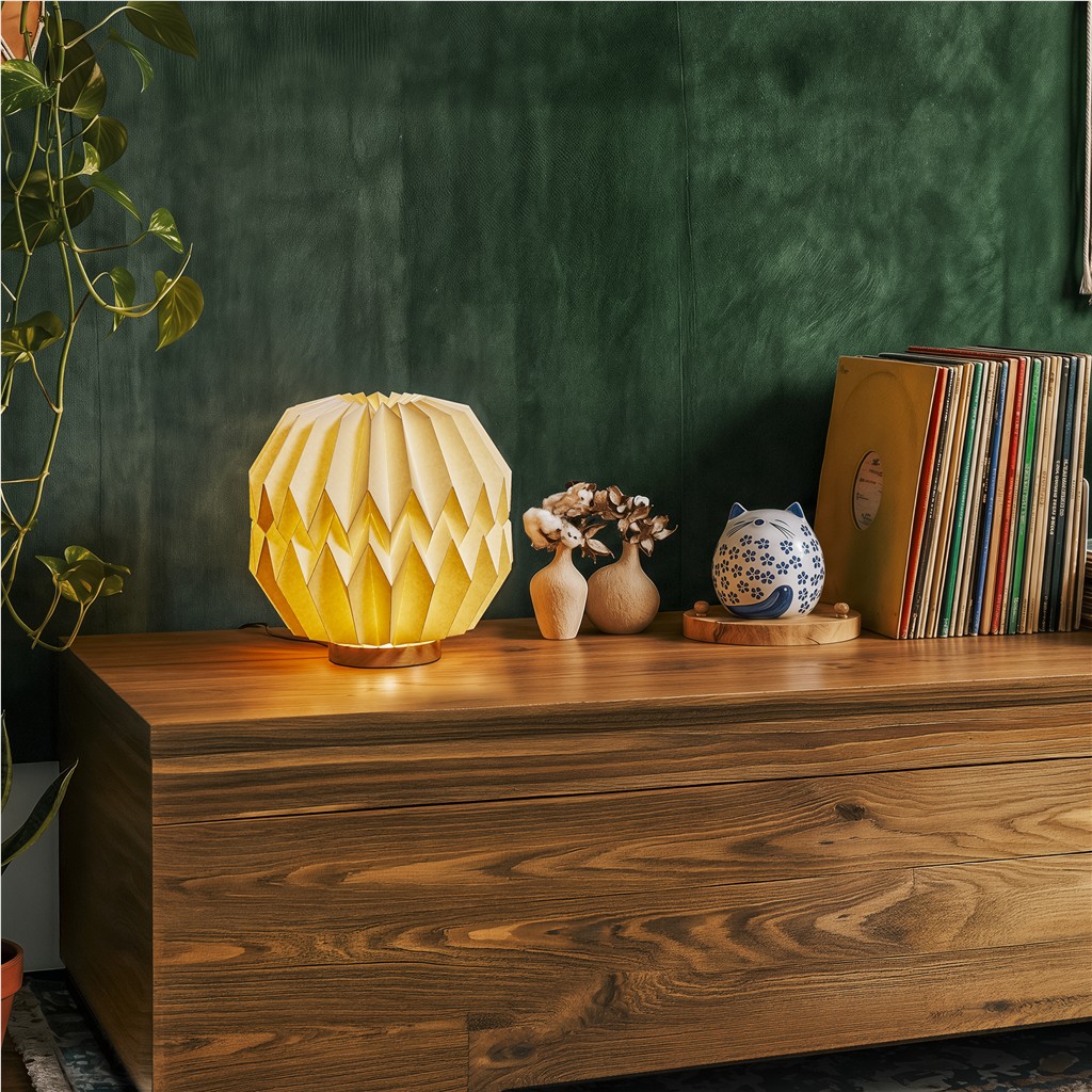 Okiyo Kosuke Wood & Paper LED Lamp - Image 2