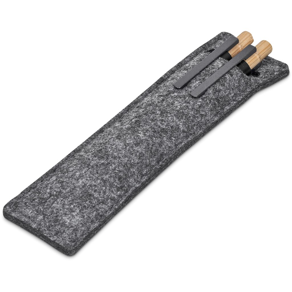 Okiyo Mimo Recycled Aluminum Ball Pen & Pencil Set - Black - Image 6