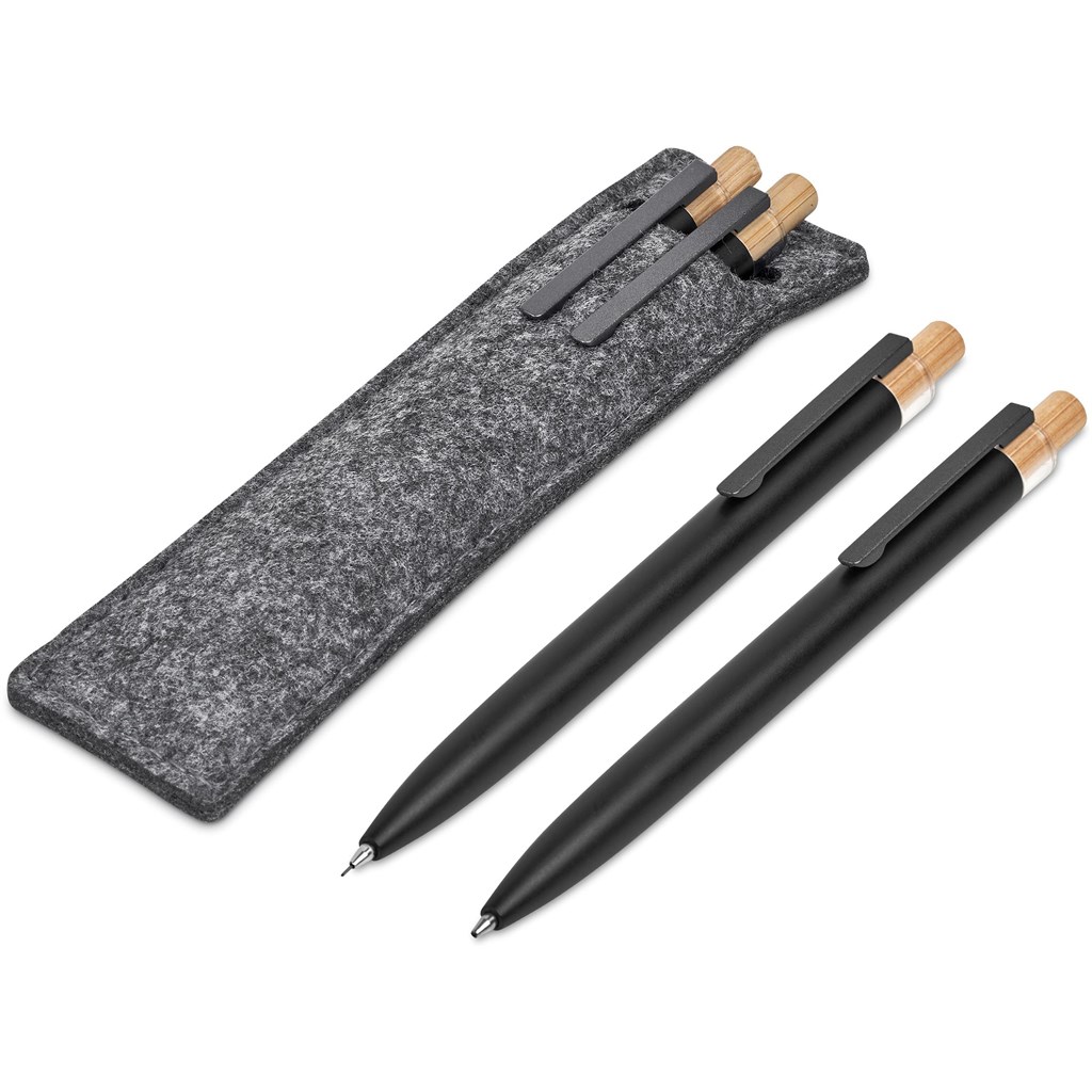 Okiyo Mimo Recycled Aluminum Ball Pen & Pencil Set - Black - Image 4