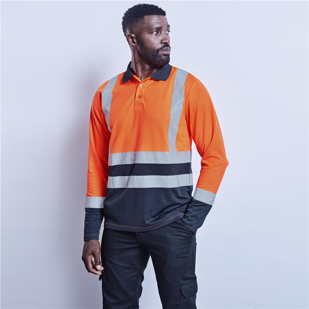 Long Sleeve Surveyor Two-Tone Hi-Viz Golf Shirt - Image 2