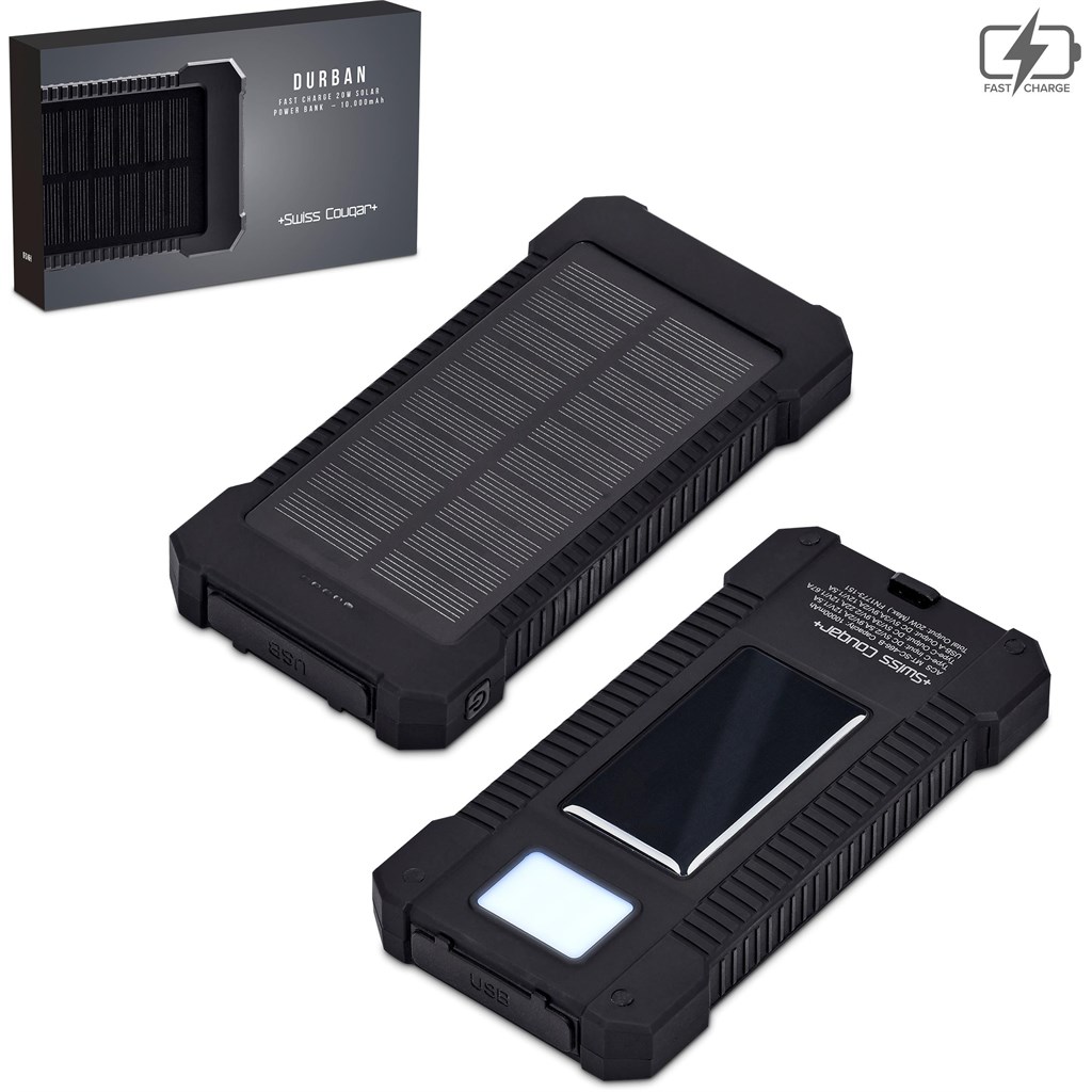 Swiss Cougar Durban Fast Charge 20W Solar Power Bank -10 000mAh - Image 5