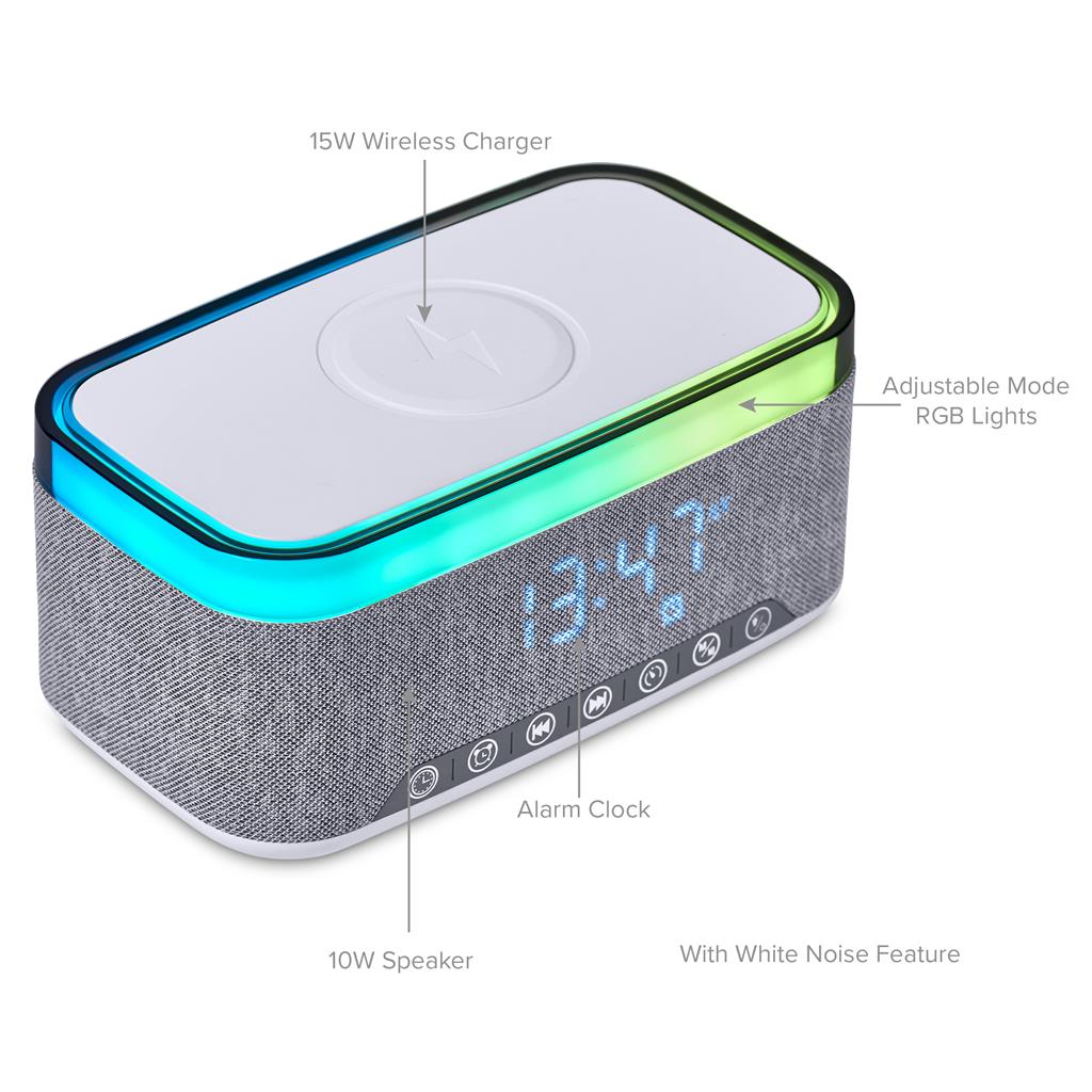Serendipio Cumberland 10W Bluetooth Speaker Wireless Charger & Clock - Image 5