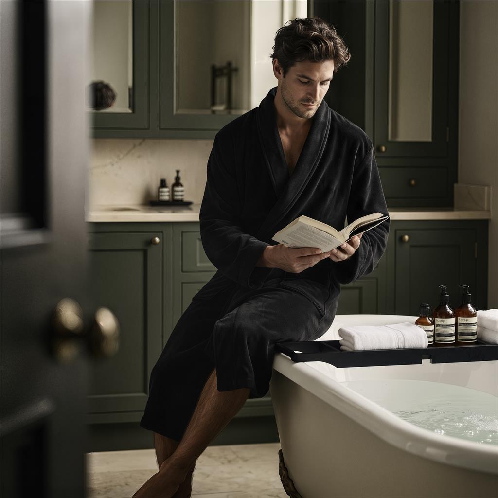 Serendipio Langham Mens Coral Fleece Bathrobe - Image 2
