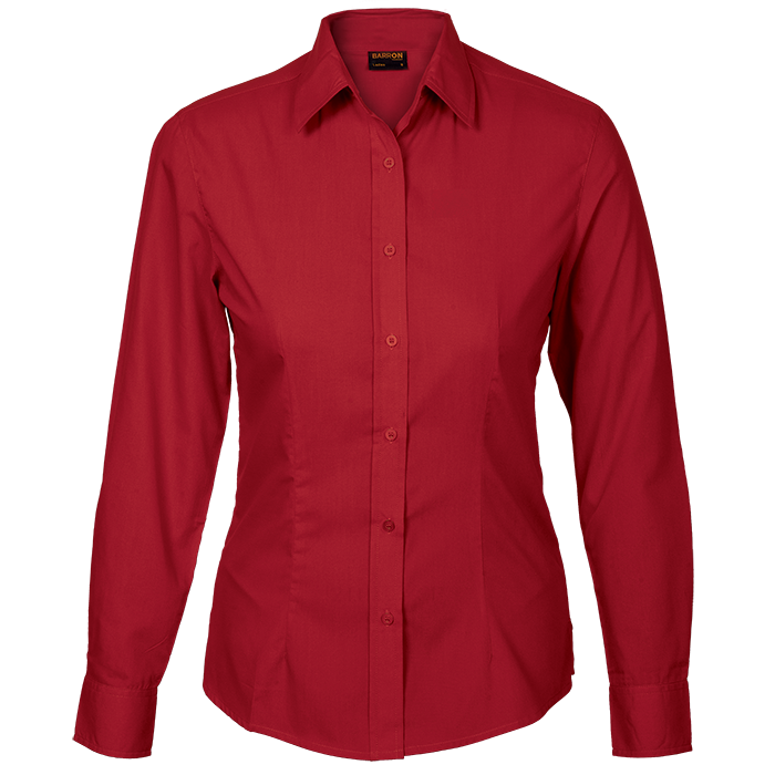 Basic Poly Cotton Blouse Long Sleeve Ladies - Image 3