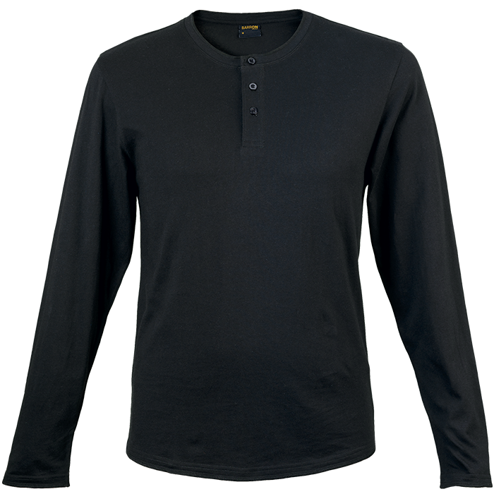 145g Henley Long Sleeve T-Shirt Mens - Image 3