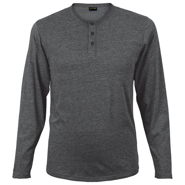 145g Henley Long Sleeve T-Shirt Mens - Image 4