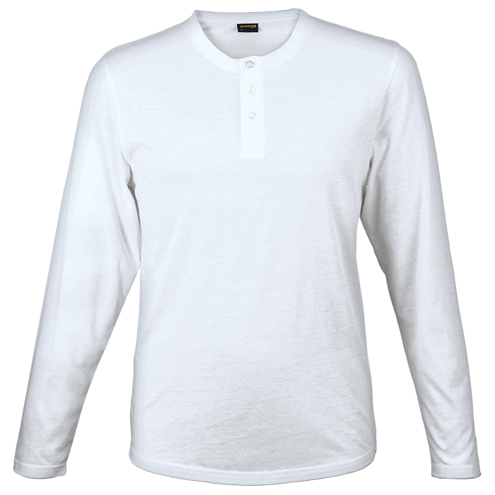 145g Henley Long Sleeve T-Shirt Mens - Image 2