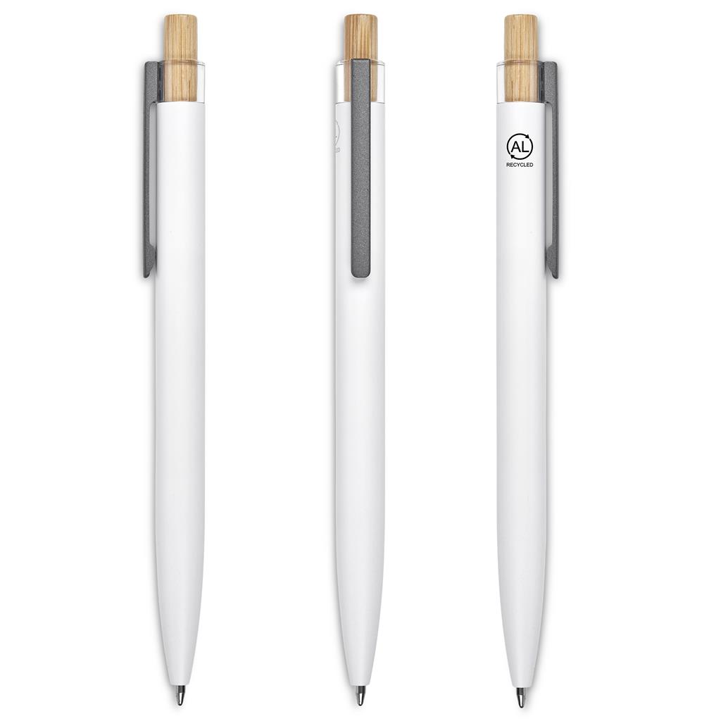 Okiyo Mimo Recycled Aluminium Ball Pen - Solid White - Image 4