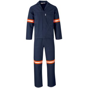 Technician 100% Cotton Conti Suit- Reflective Arms & Legs- Orange Tape- Navy