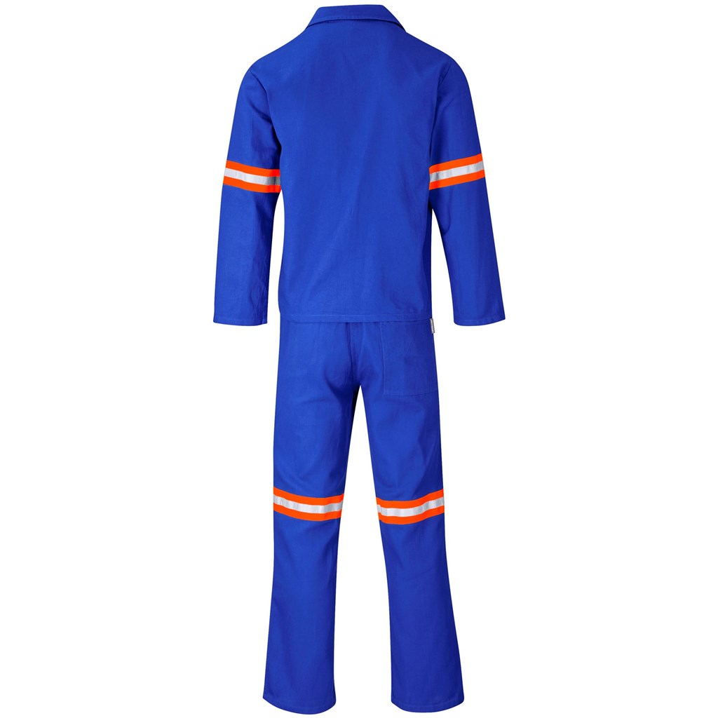 Technician 100% Cotton Conti Suit- Reflective Arms & Legs- Orange Tape- Royal Blue - Image 2