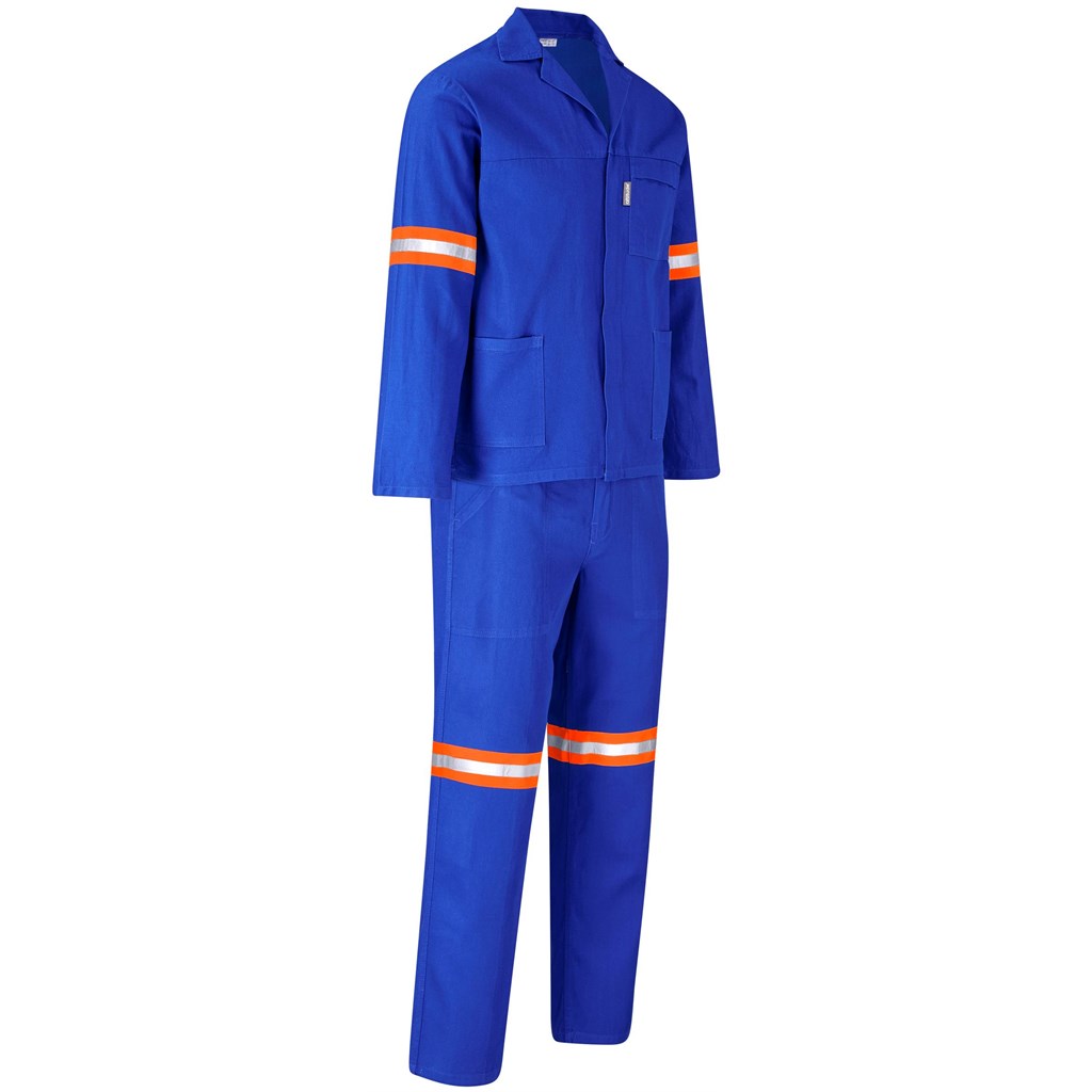 Technician 100% Cotton Conti Suit- Reflective Arms & Legs- Orange Tape- Royal Blue - Image 3